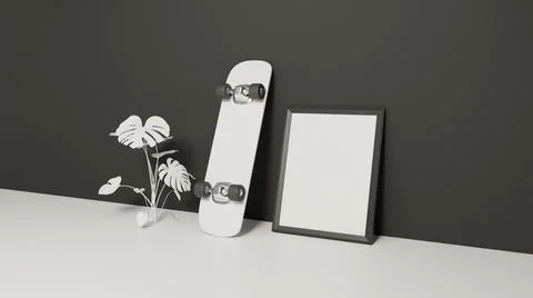 Empty white frame for mockup design. 3d render. Stock Illustration