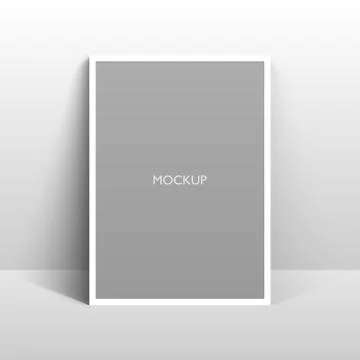 Empty white frame mockup on grey wall background, vector illustration Stock Illustration