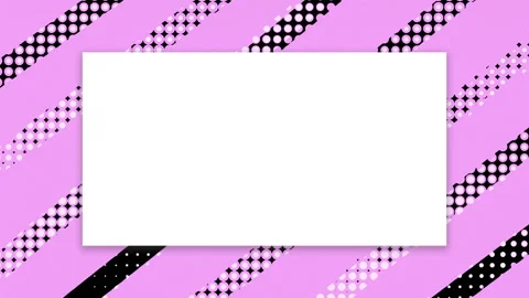 Empty white frame on a pink, white and black striped background. Stock Footage 147335496