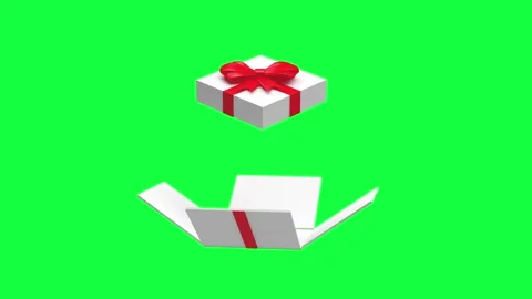 Empty white gift box on green screen, 3D animation. Stock Footage 337061925