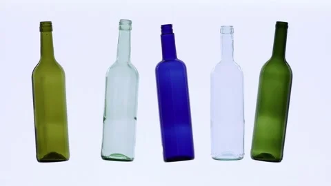 Empty white green and blue bottles are dancing Video stock 142442409