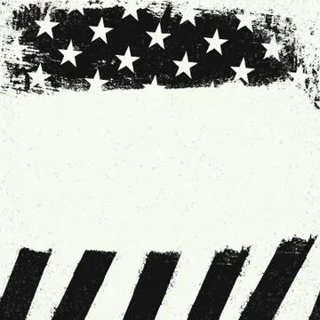 Empty white grunge copy space on black and white american flag background. Pa Stock Illustration