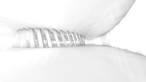 Empty white hall in a modern building, 3D Rendering Ilustración de archivo