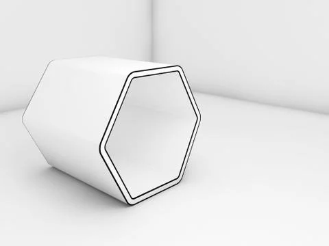 Empty white hexagonal object. 3d render イラスト素材