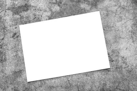 Empty white horizontal rectangle poster mockup on grey background. Stock Photos