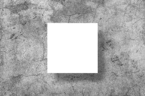 Empty white horizontal rectangle poster mockup on grey background. Stock Photos