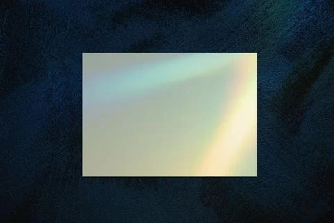 Empty white horizontal rectangle poster mockup on dark blue background Stock Photos