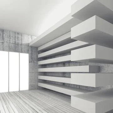 Empty white interior background, 3d render Illustrazione stock
