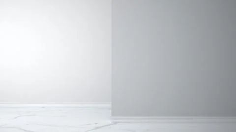 Empty white interior with marble floor with foreground wall, concept architec Stock Illustration