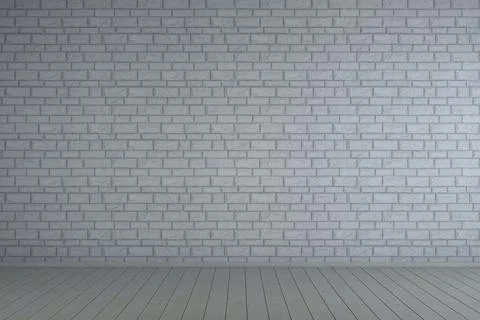 Empty white interior with plaster bricks wall. 3d rendering Illustrazione stock