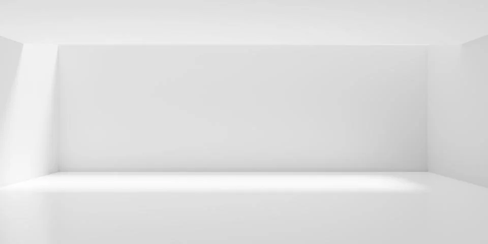 Empty white interior room with light from ceiling opening in the back, modern Stock Illustration