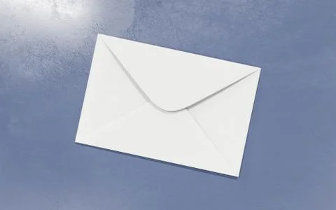 Empty white mail post envelope on blue background with copy space to add your Stock Illustration