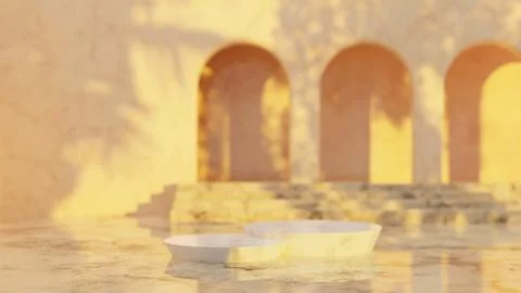 Empty white marble podium on pastel color background. Minimal boxes and Illustrazione stock