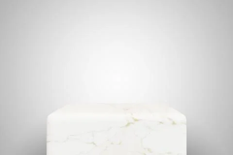 Empty white marble podium on white background. Best for product presentation. Иллюстрация