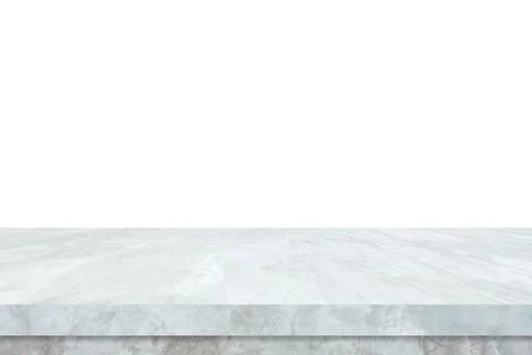 Empty white marble stone table isolated on white background, banner, table to Stock Photos