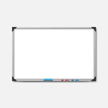 Empty white marker board on white background, vector illustration Stock Illustration