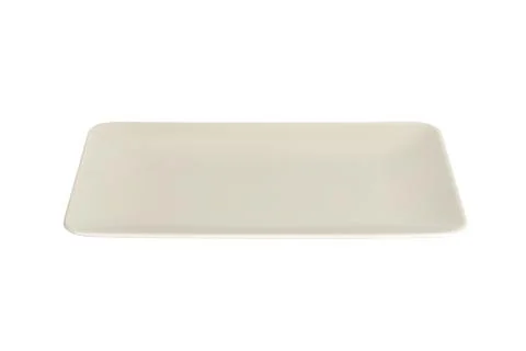 Empty white matte rectangular plate isolated on white background Fotos de archivo