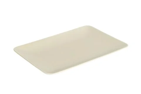 Empty white matte rectangular plate isolated on white background Fotos de archivo