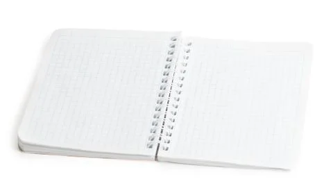 Empty white notepad with spiral isolated on white background Stock Photos
