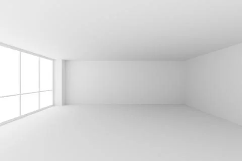 Empty white office room with large windows Illustrazione stock