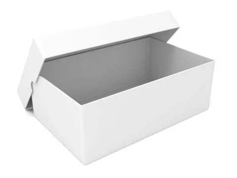 Empty white, opened box, 3D Stock Illustration