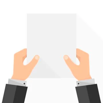 Empty white paper list in the hands. Vector illustration Stock Illustration