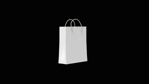Empty white paper shopping bag spinning on black in 3D animation. Stock Footage 339462015