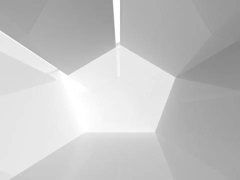 Empty white pentagonal interior. 3 d render Stock Illustration