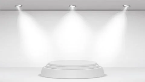 Empty White Photo Studio Interior Background. Realistic Spotlight. Vector Stock Illustration