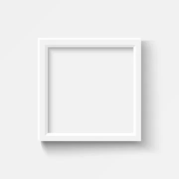 Empty white picture frames set. Square elegant plactic or wooden frame with soft Stock Illustration