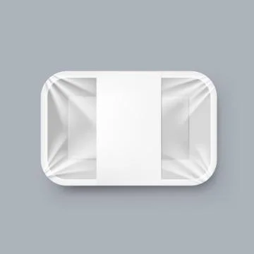 Empty White Plastic Food Container with Label Stock Illustration