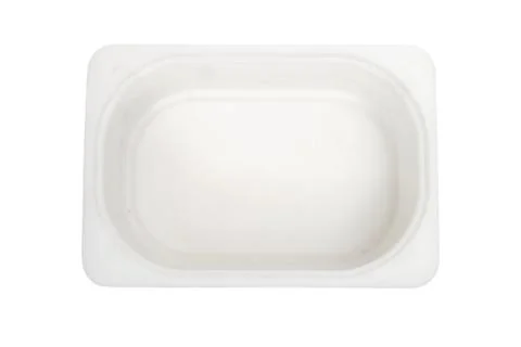 Empty white plastic food container isolated on white background. Rectangula.. Stock Photos