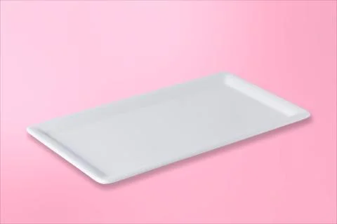 Empty white plate on gradient pink rose background Stock Illustration