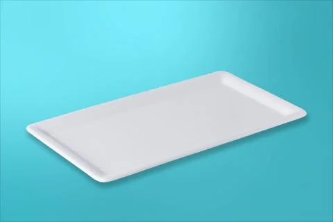 Empty white plate on gradient turquoise background Stock Illustration
