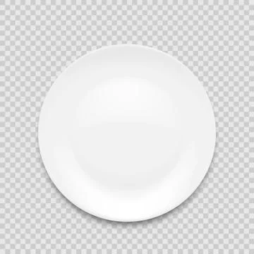 Empty white plate isolated on white background. Vector illustration. Stock Illustration