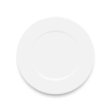 Empty white plate isolated on white background. Vector illustration. Stock Illustration