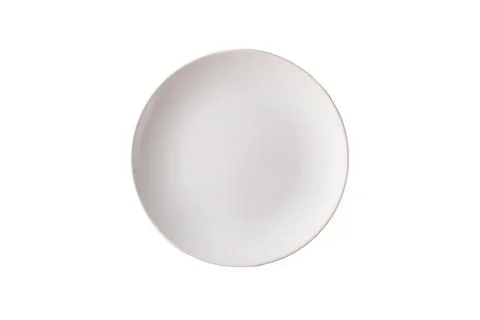 Empty white plate isolated on white background. Top view Stock Photos