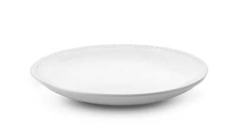 Empty white plate on white background Stock Photos