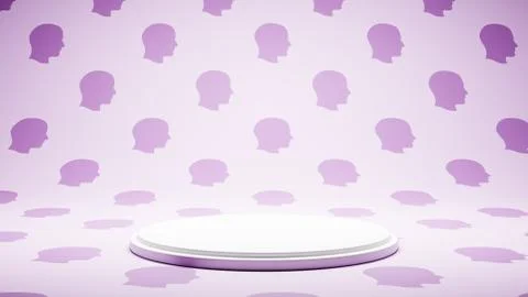 Empty White Platform on Human Head Profile Shape Pattern Studio Background Stock Illustration