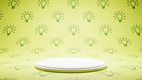 Empty White Platform on Light Bulb Symbol Pattern Studio Background Stock Illustration