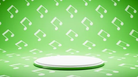 Empty White Platform on Musical Notes Shape Pattern Studio Background 库存插图