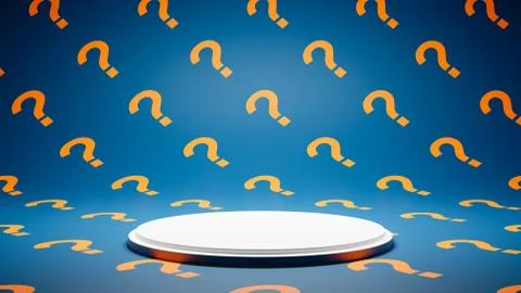 Empty White Platform on Question Mark Pattern Studio Background Stockillustratie