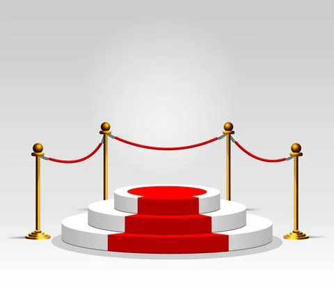 Empty white podium with red carpet Stock Illustration