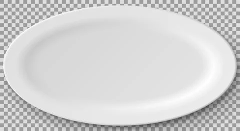 Empty white porcelain 3d plate. Cookware, china, crockery element for serving Stock Illustration