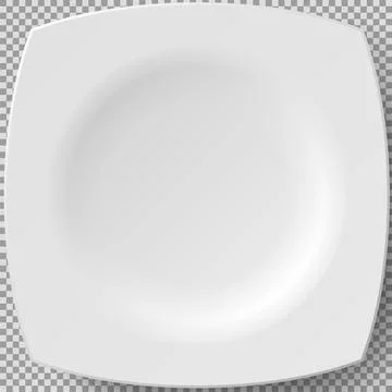 Empty white porcelain plate. Square dishware for serving dishes. Cookware china Stock Illustration