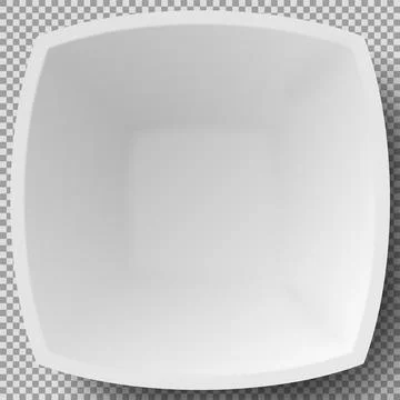 Empty white porcelain plate. Square dishware for serving dishes. Cookware china Stock Illustration
