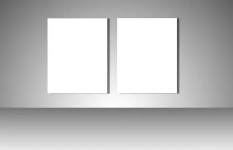 Empty white posters on gray background Stock Illustration