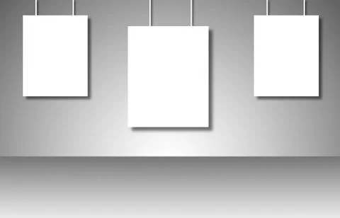 Empty white posters on gray background Stock Illustration