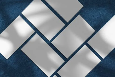 Empty white rectangle poster mockups with diagonal shadow Illustrazione stock