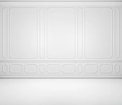 Empty white room with classic style molding background Stock Illustration